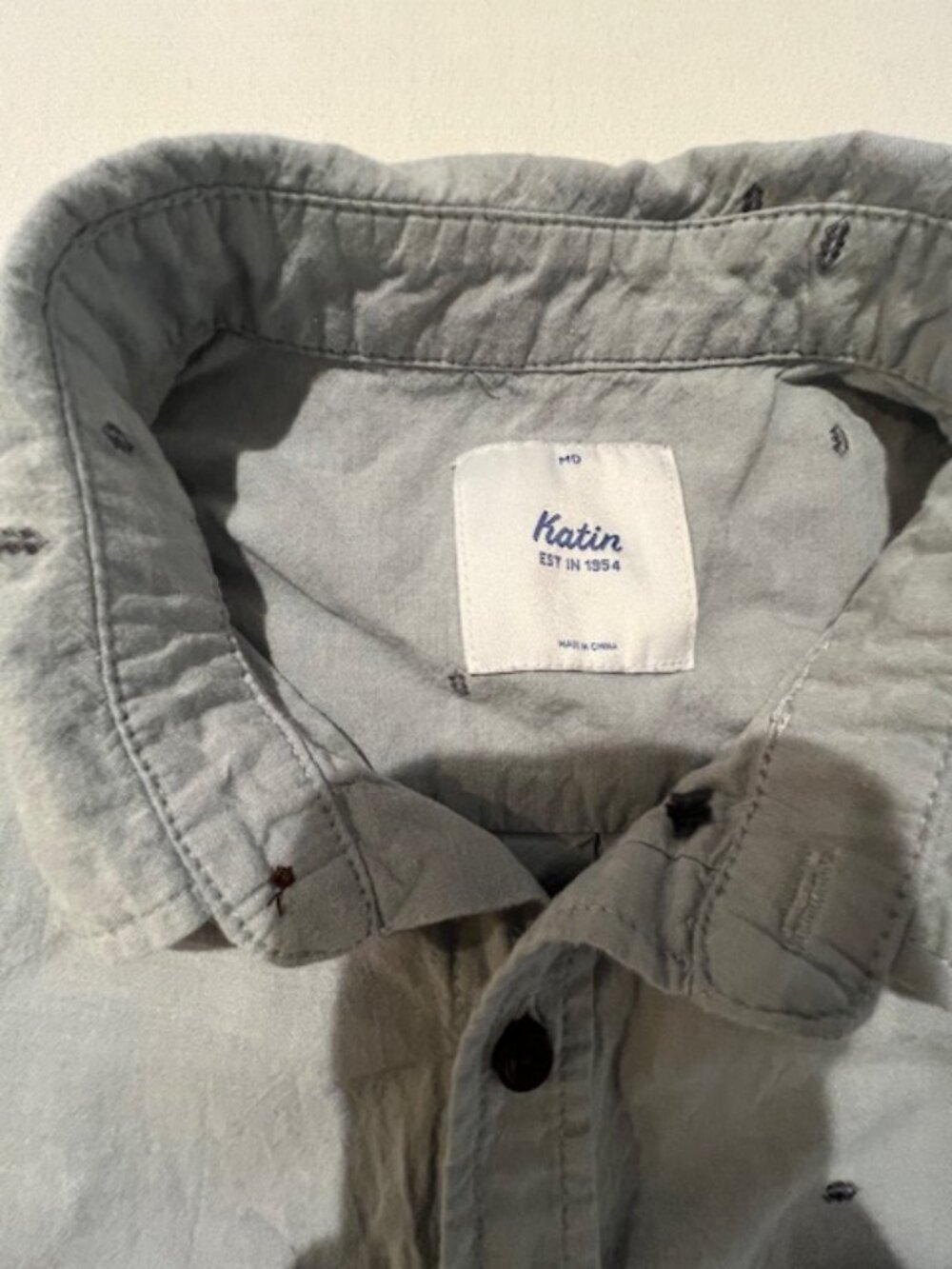 EUC KATIN dotted pattern button-up short sleeve shirt lightweight cotton size M - Picture 4 of 7